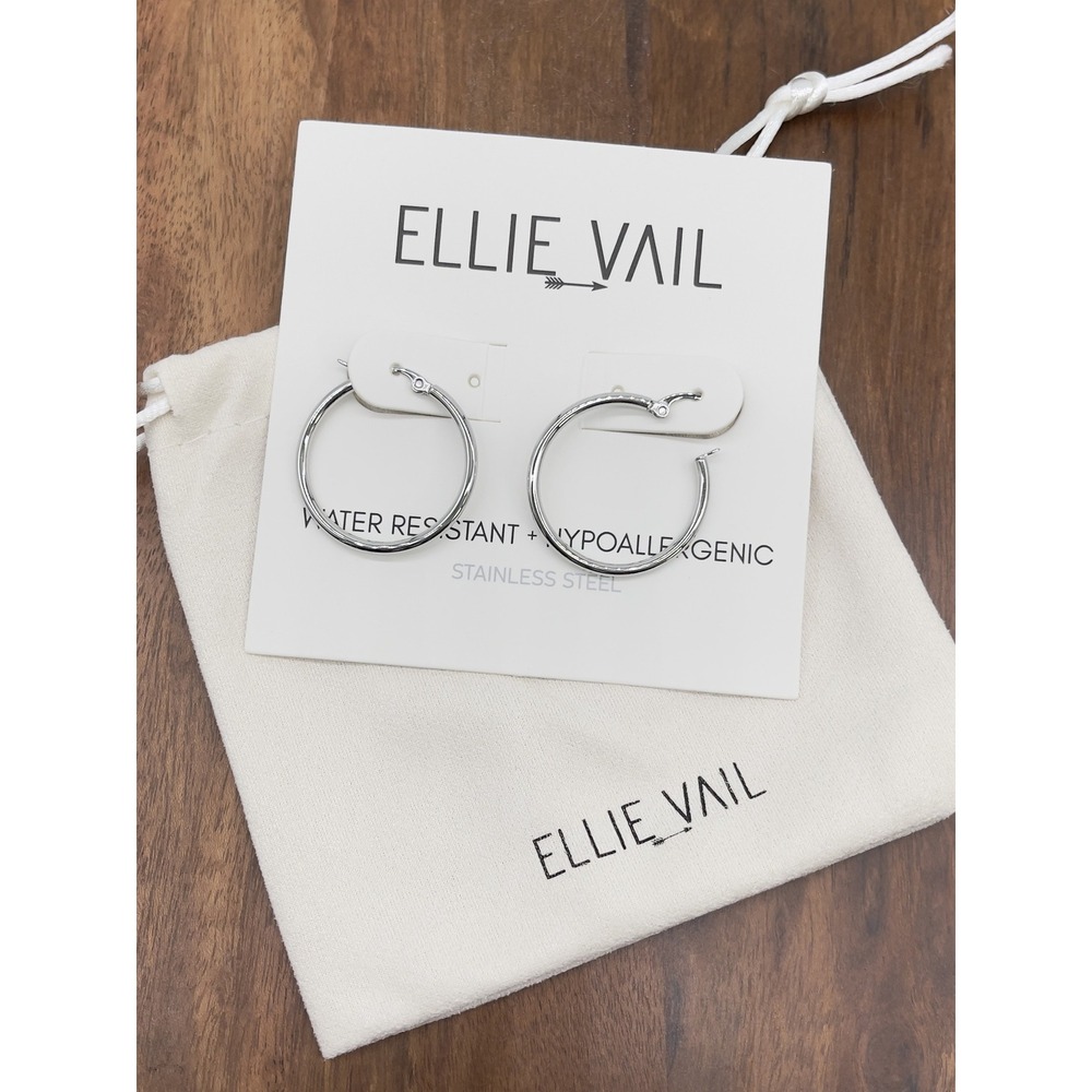 Ellie Vail Hoop Earrings Stainless Steel Water Resistant Minimal Polished Girly